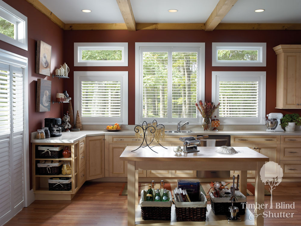 Plantation Shutters Rear Tilt Control 2 Carolina Blind Crafters   Shutters Kitchen 